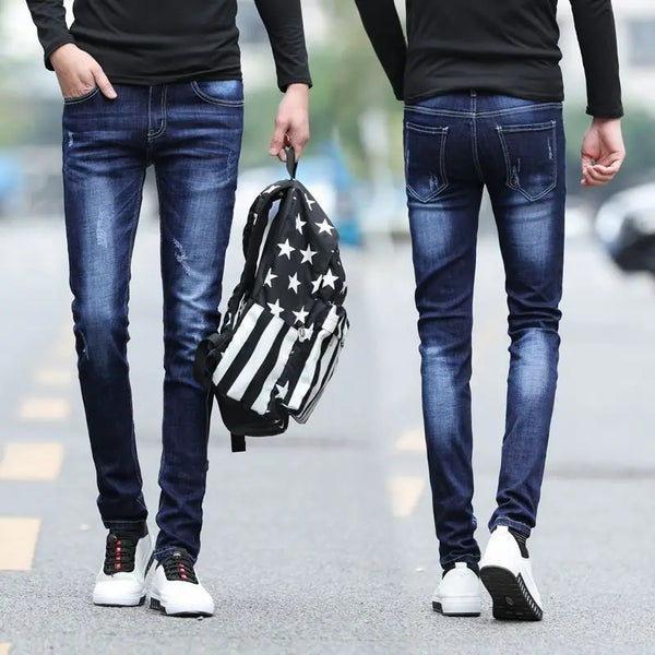 Spring Autumn Designer Jean for Men Stylish Elastic Skinny Pants